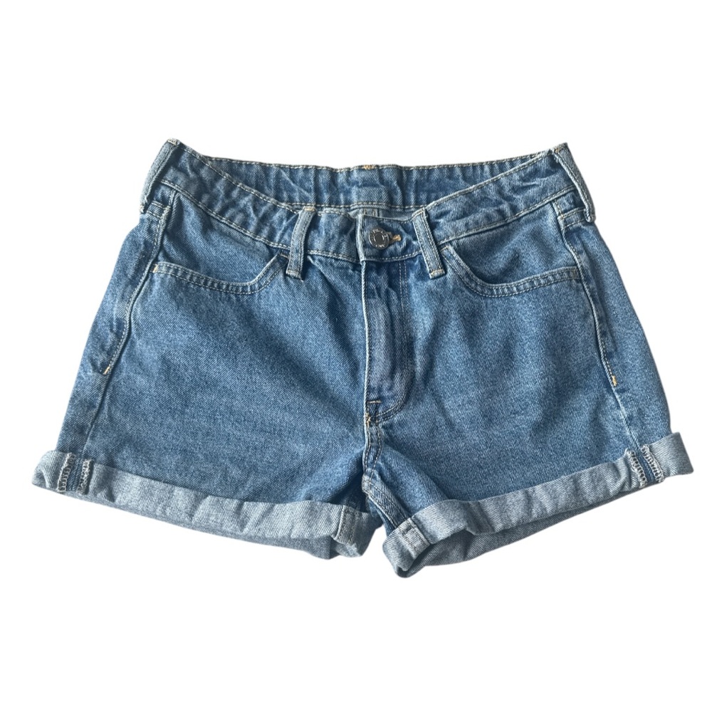 & DENIM By H&M Blue Regular Waist Cuffed Denim Cotton Shorts Sz 2